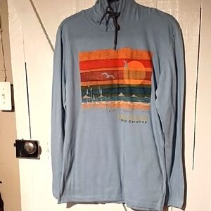 Retrovision NWOT Blue Long Sleeve Graphic Shirt Small Outer Banks.